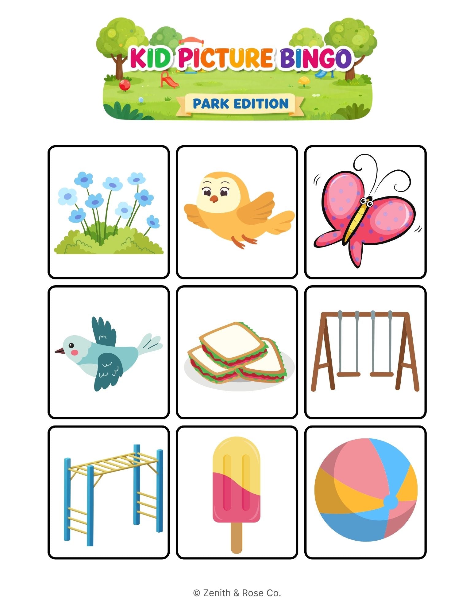 Kid Picture BINGO (PARK EDITION)